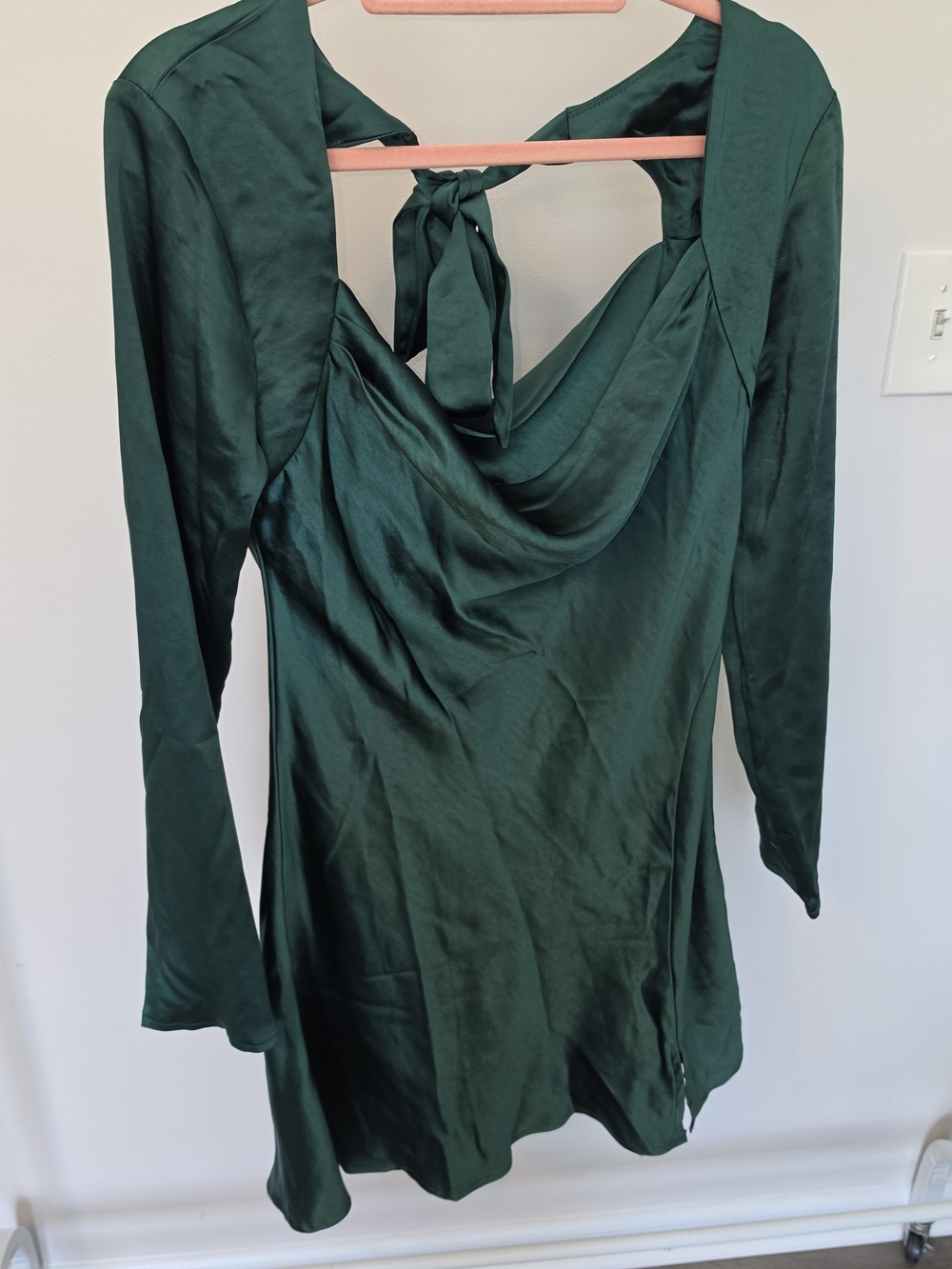 Mustard Seed Emerald Green Satin Mini Dress